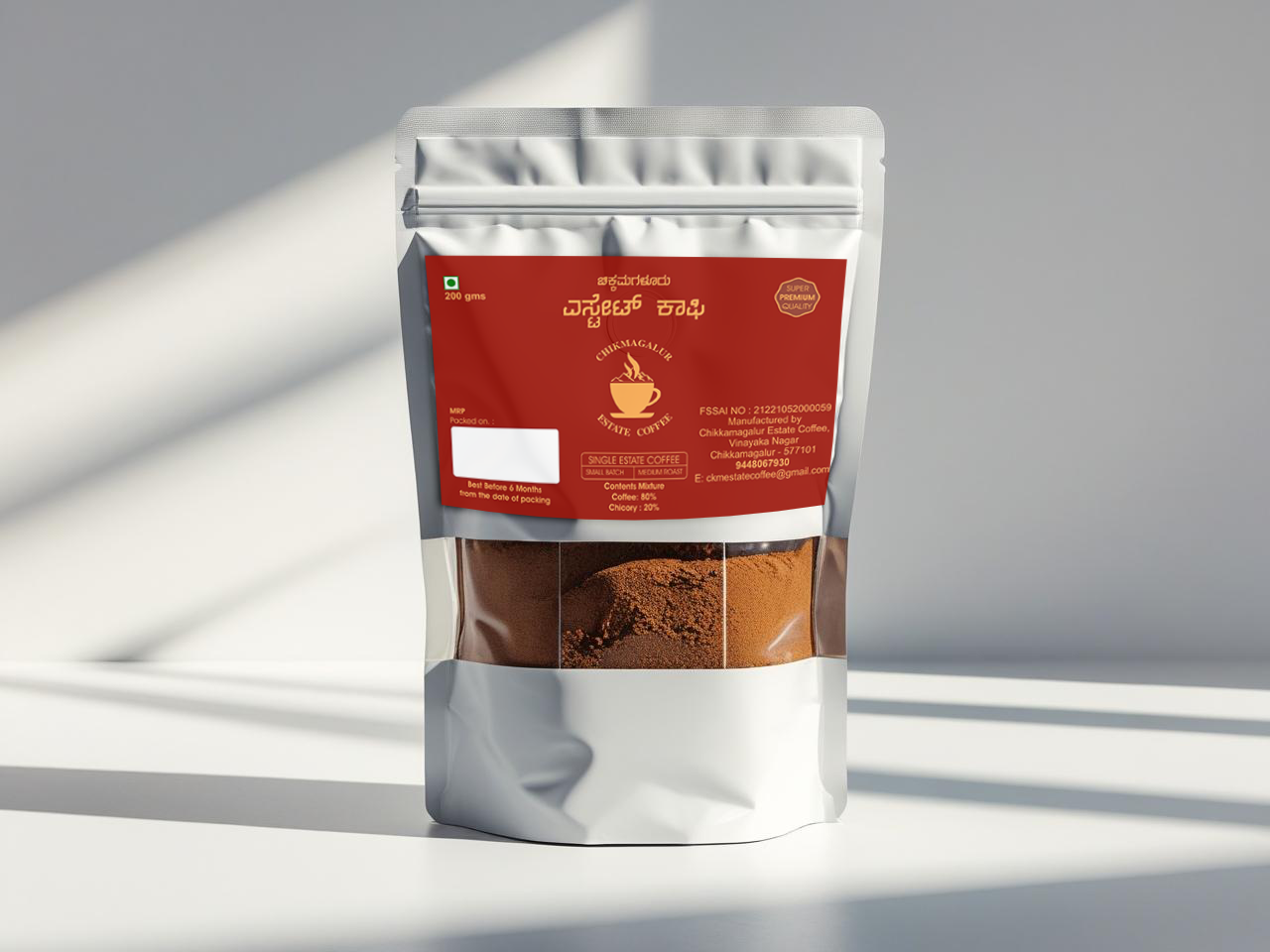 Chikmagalur estate coffee -Medium roast (80:20)